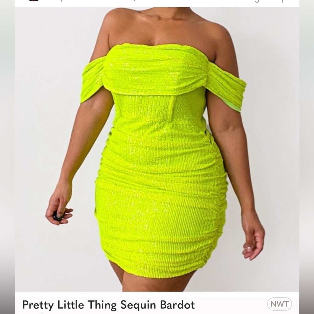 Pretty Little Thing Sequin Bardot Bodycon Dress